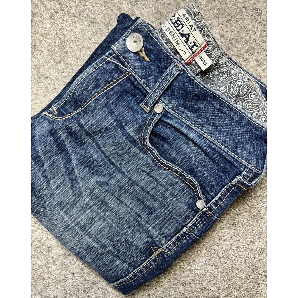Ariat REAL Denim Womens (Tag 30XL) 31x35.5 Blue Jeans Mid Rise Bootcut FLAW